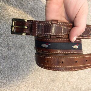 Vintage leather rope duck belt brown navy